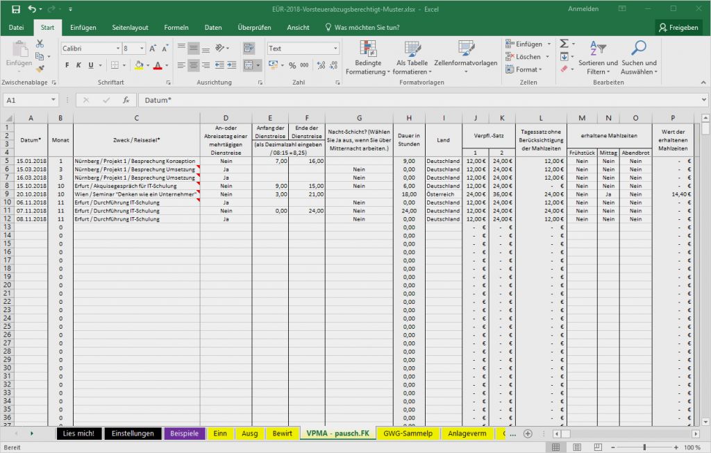 Verzugszinsen Excel Vorlage Beste Excel Vorlage Einnahmenüberschussrechnung EÜr Pierre