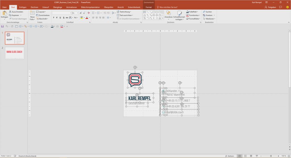 Visitenkarten Nach Vorlage Einzigartig Visitenkarten Vorlage Slide Coach Shop