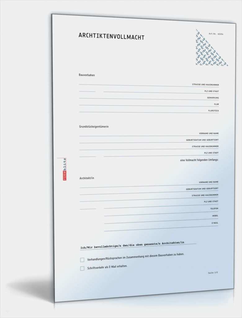 Vollmacht Fahrzeuganmeldung Vorlage Beste Architektenvollmacht Rechtssicheres Muster Zum Download
