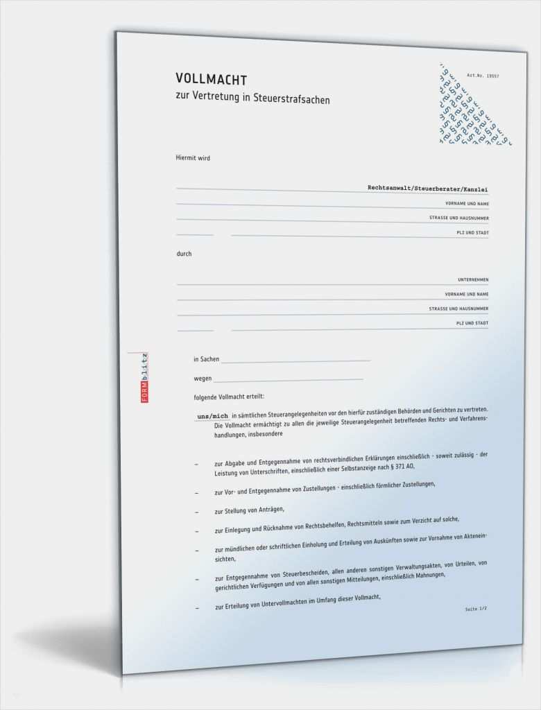 Vollmacht Gewerbeanmeldung Vorlage Süß Vollmacht Steuersachen