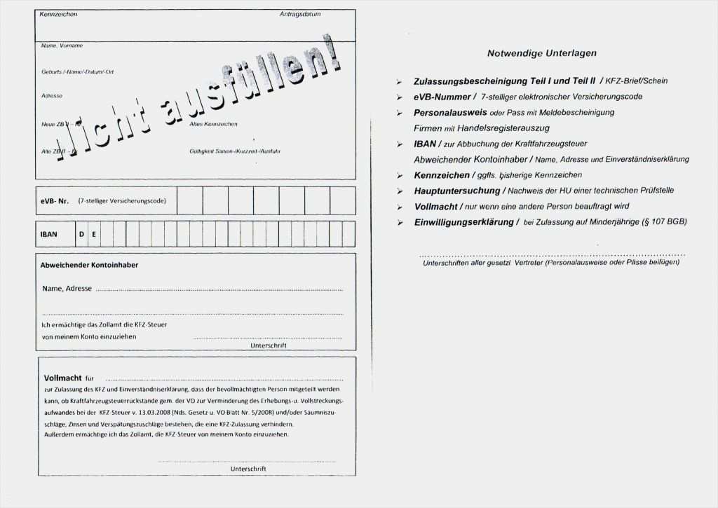 Vollmacht Vorlage Kfz Zulassung Schönste tolle Einverständniserklärung