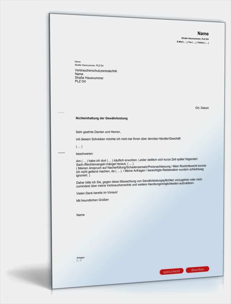 Vorlage Agb Dienstleistung Luxus Beschwerde Bei Verstoß Gegen Gewährleistungspflicht