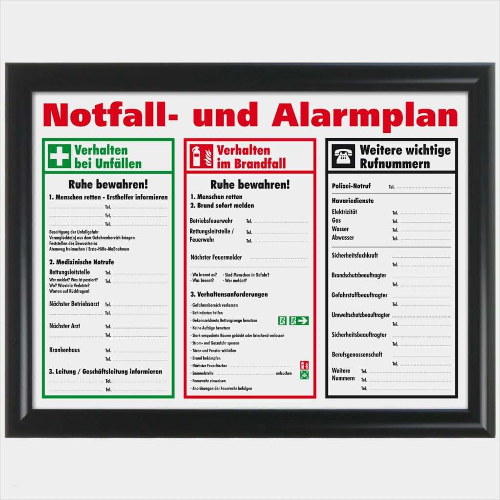 Vorlage Alarmplan Aushang Erstaunlich Schild Aushang Notfallplan