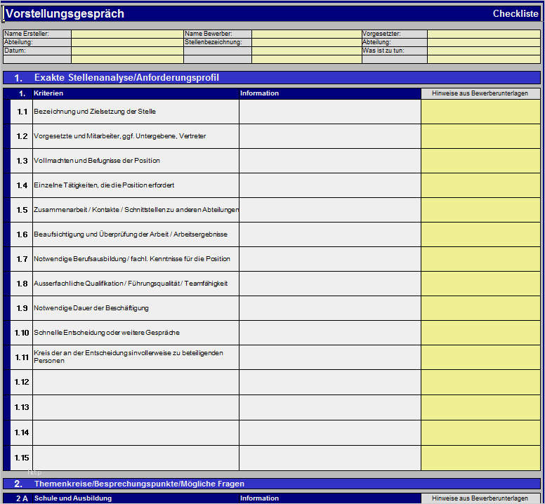 Vorlage Anforderungsprofil Einzigartig Checklisten Mitarbeiterrekrutierung Zum Download