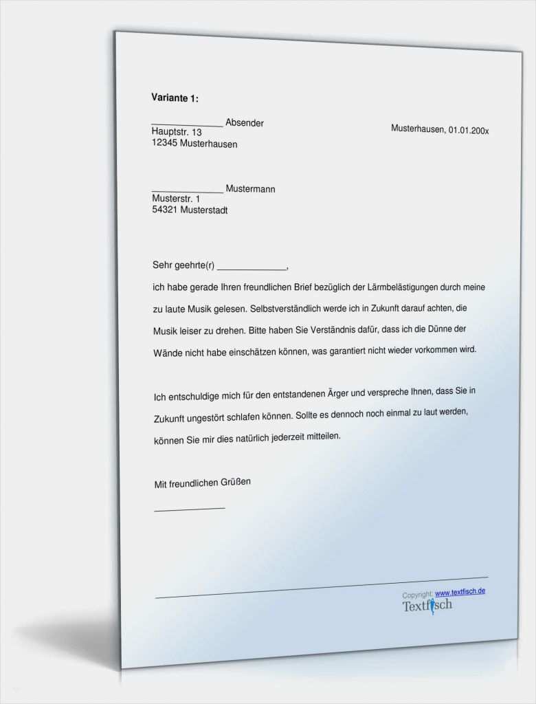 Vorlage Ankündigung Von Renovierungsarbeiten Schön Entschuldigung Beschwerde Lärmbelästigung
