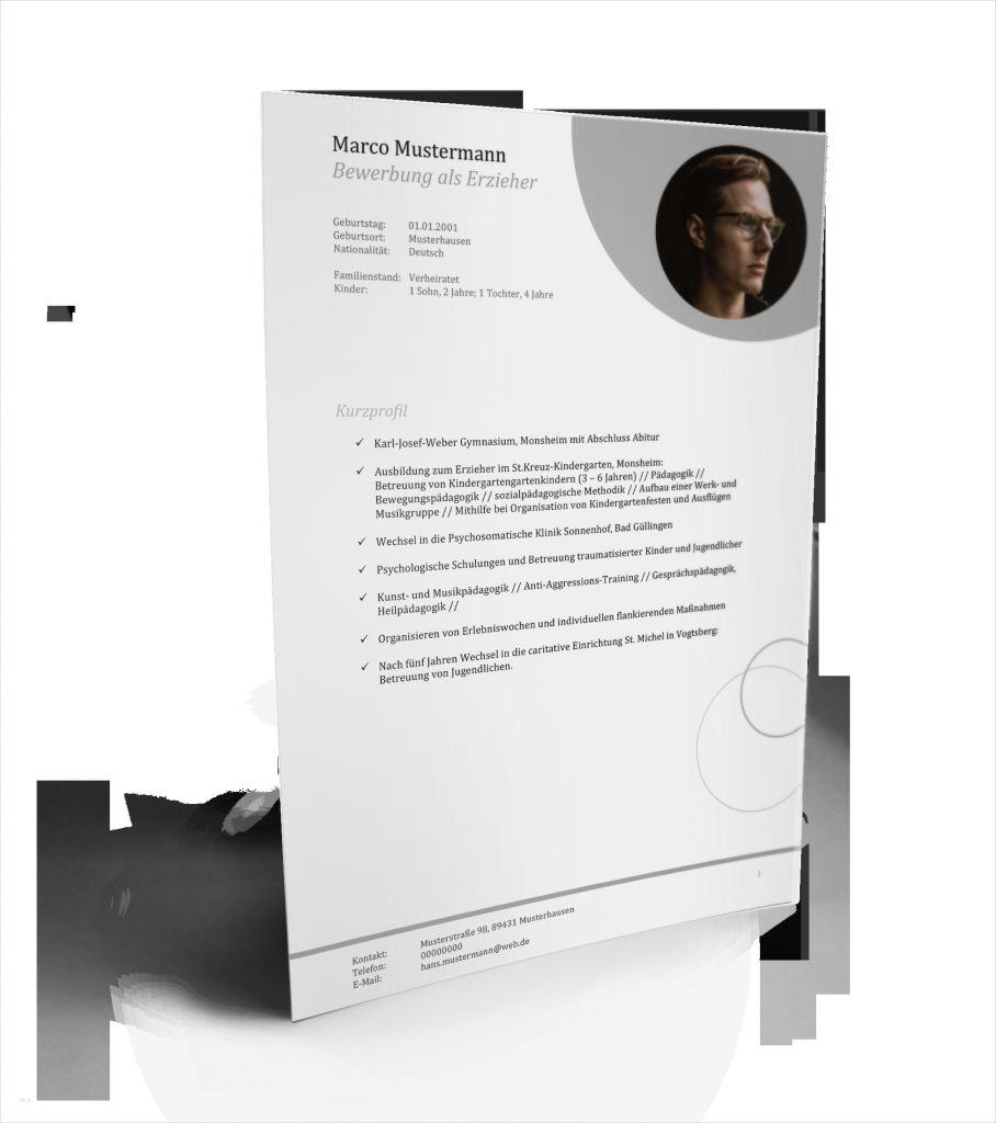 Vorlage Anmeldung Newsletter Erstaunlich Bewerbung Und Lebenslauf Muster Als Erzieher In