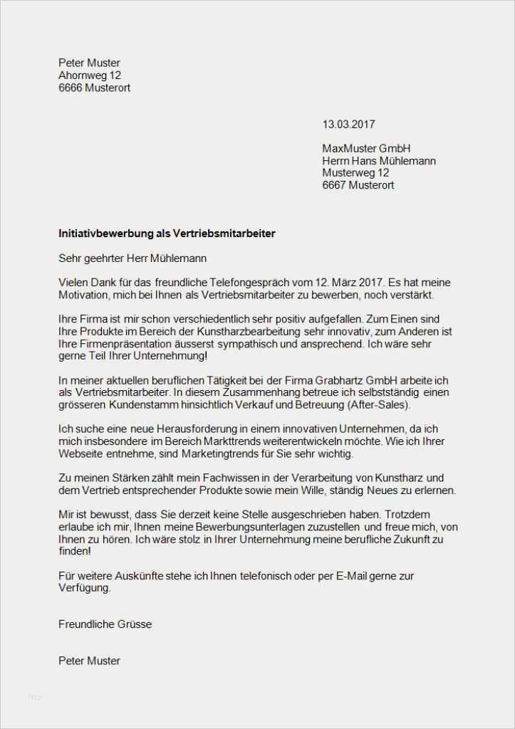 Vorlage Anschreiben Initiativbewerbung Luxus Initiativbewerbung Muster