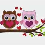 Vorlage Applikation Hübsch Stickdatei Valentine Cute Owls ast Eulen Appli 16 99 X 10