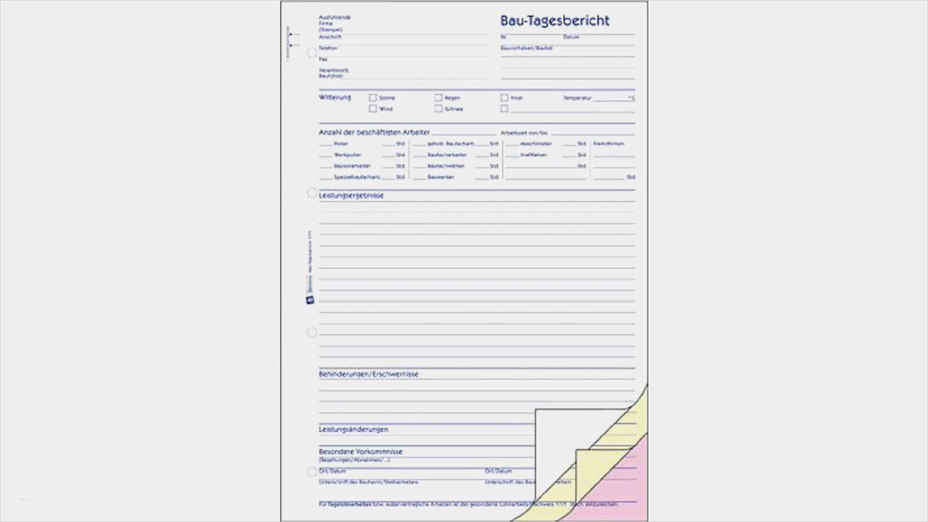 Vorlage Bautagesbericht Luxus Avery Zweckform Bautagesbericht formular 1777 Din A4