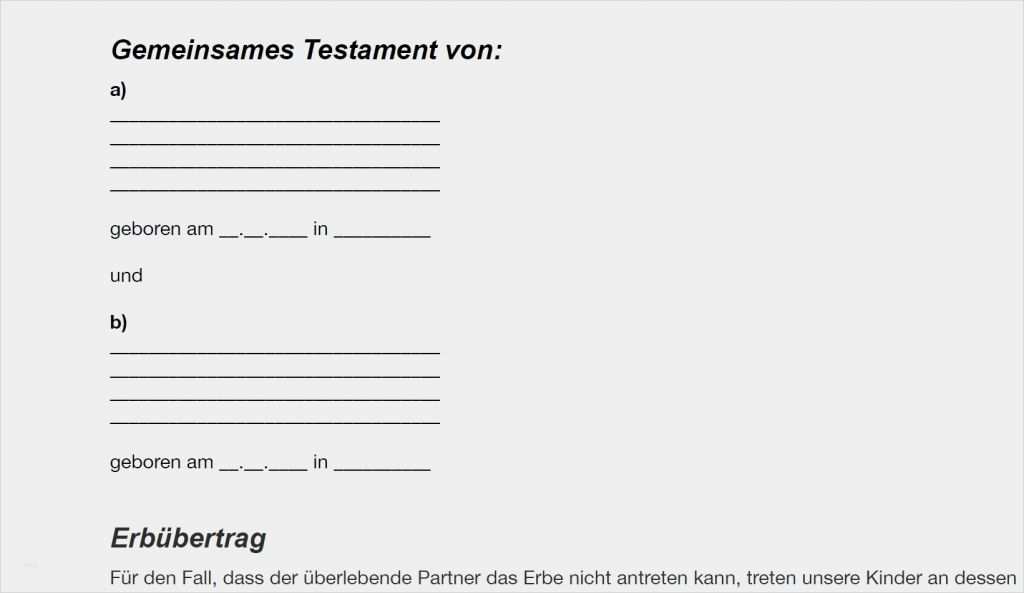 Vorlage Berliner Testament Kostenlos Schön Berliner Testament Testament Verfassen