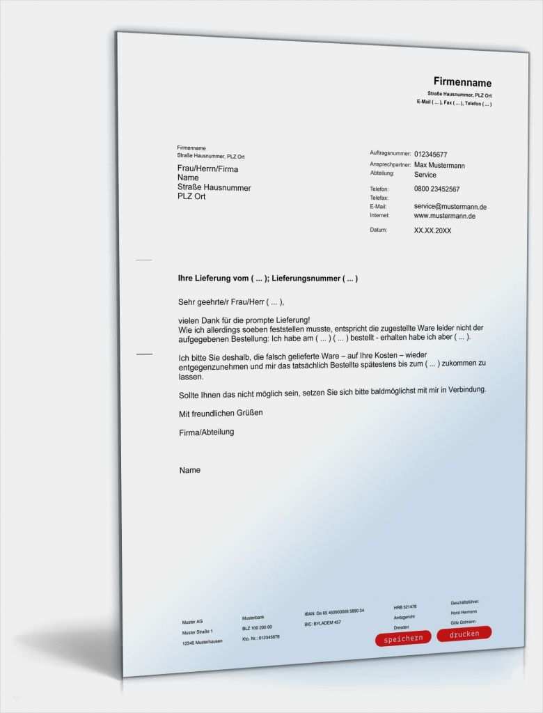 Vorlage Beschwerdebrief Erstaunlich Reklamation Wegen Falschlieferung