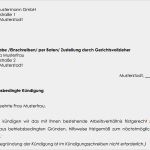 Vorlage Betriebsbedingte Kündigung Erstaunlich Muster Einer Betriebsbedingten Kündigung Zum sofort