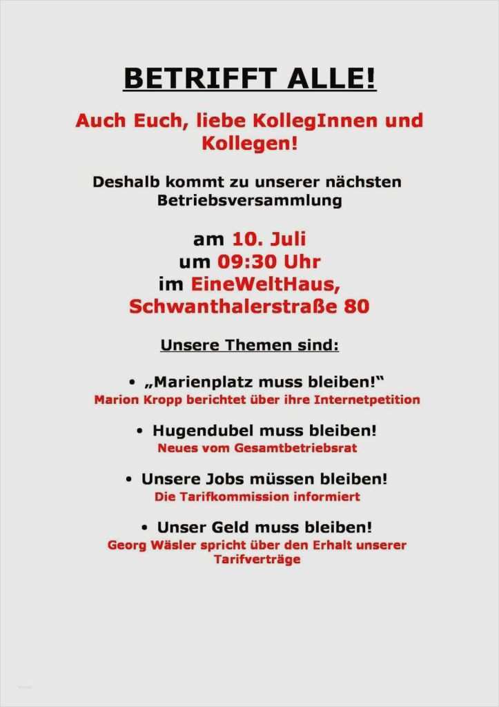 Vorlage Einladung Betriebsversammlung Gut 58 Cool Einladung Betriebsversammlung Muster Foto