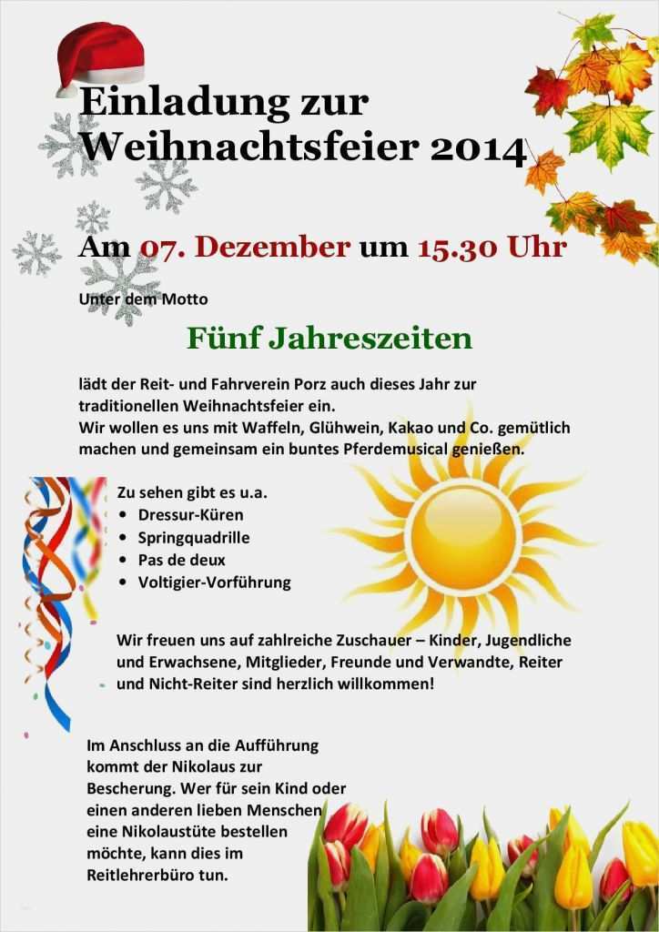 Vorlage Einladung Zur Weihnachtsfeier Wunderbar Weihnachtsfeier 2014 Reit Und Fahrverein Porz E V