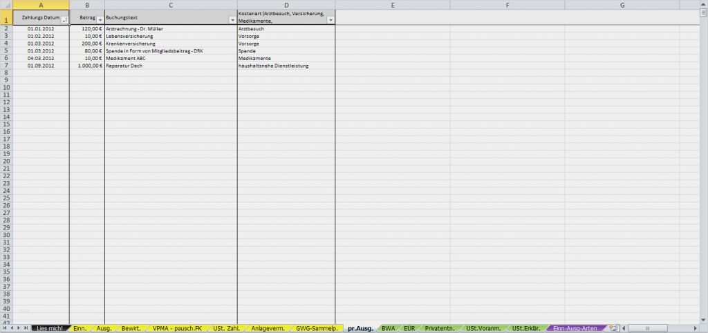 Vorlage Einnahmen Ausgaben Großartig Excel Vorlage Einnahmenüberschussrechnung EÜr Pierre