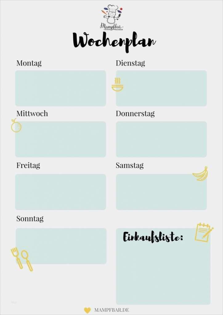 Vorlage Essensplan Bewundernswert Mit Einem Wochenplan öfter Mal Eine