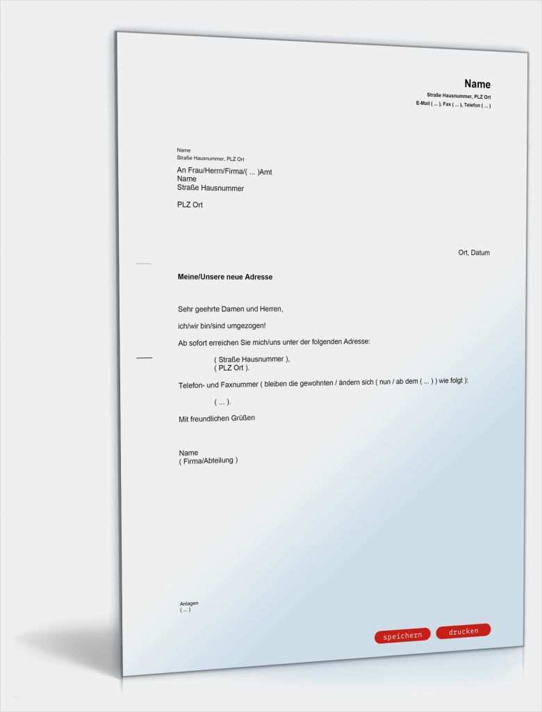 Vorlage Für Adressänderung Angenehm Mitteilung Adressänderung Muster Vorlage Zum Download