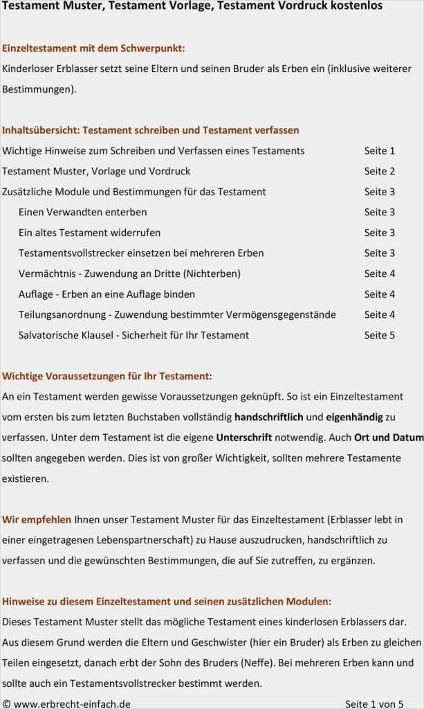 Vorlage Für Ein Handschriftliches Testament Angenehm Testament Muster Testament Vorlage Testament Vordruck