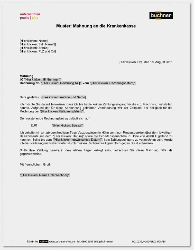 Vorlage Für Mahnung Erstaunlich Muster Mahnung An Krankenkasse Praxisbedarf Shop
