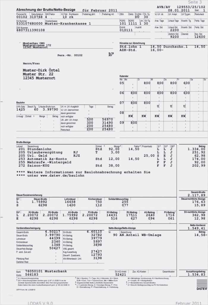 Vorlage Gehaltsabrechnung Genial Die Fabelhaften Datev Lohnabrechnung Muster