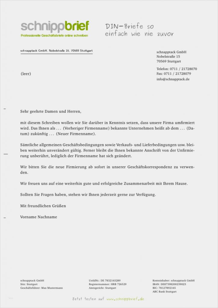 Vorlage Gesellschafterbeschluss Erstaunlich Umfirmierung Anschreiben Muster
