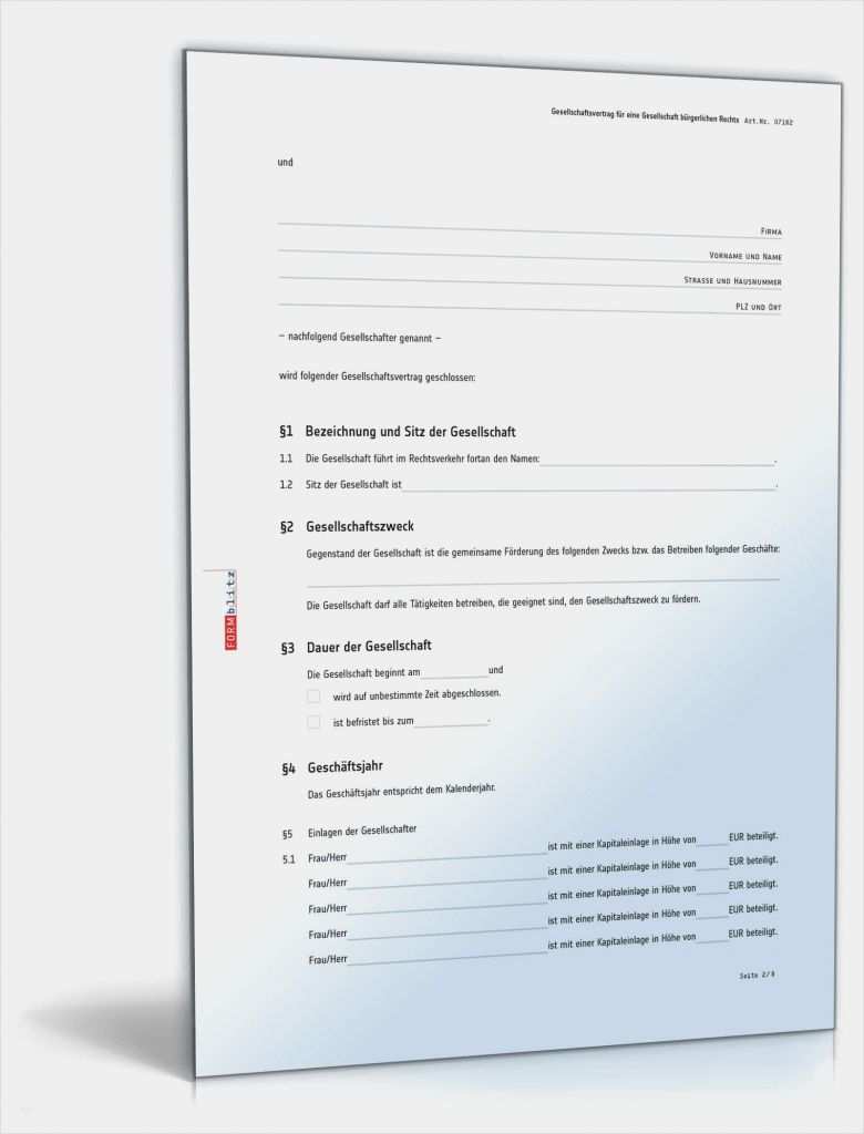 Vorlage Gesellschaftsvertrag Gbr Süß Gesnbr Gesellschaftsvertrag