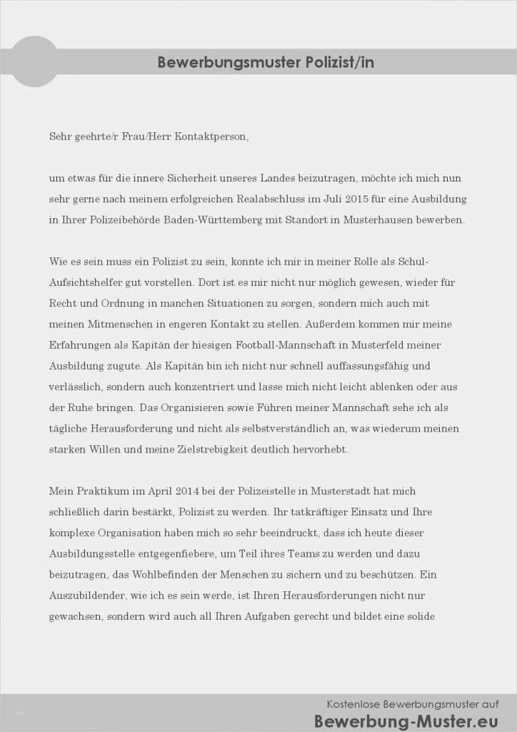 Vorlage Innerbetriebliche Bewerbung Neu Kostenlose Bewerbungsvorlage Polizist In
