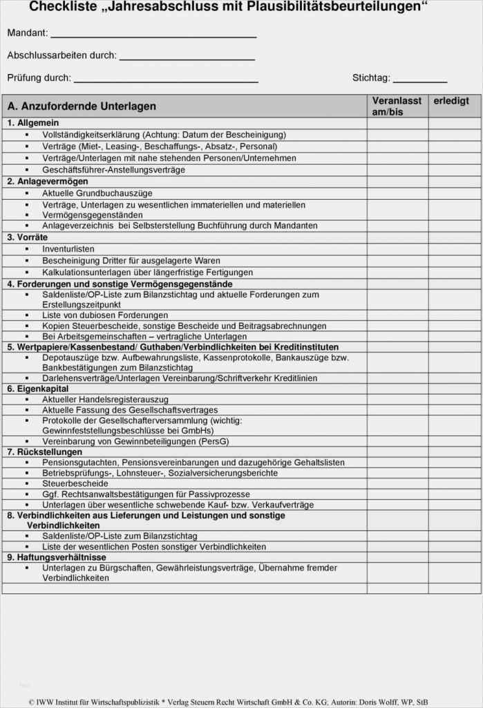 Vorlage Jahresabschluss Cool Checkliste Jahresabschluss Mit Plausibilitätsbeurteilungen
