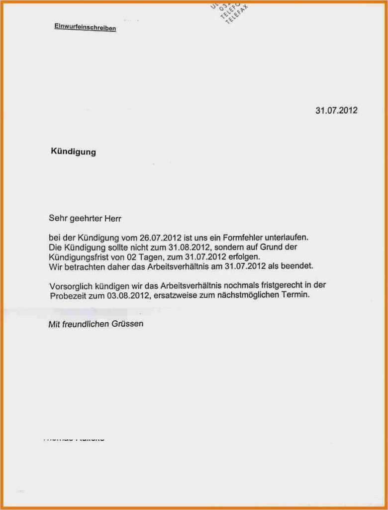 Vorlage Kündigung Arbeitsvertrag Probezeit Best Of Kündigungsschreiben In Der Probezeit Arbeitnehmer Vorlage