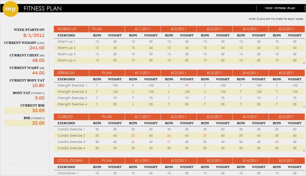 Vorlage Lose Excel Beste Fitness Plan Excel Template