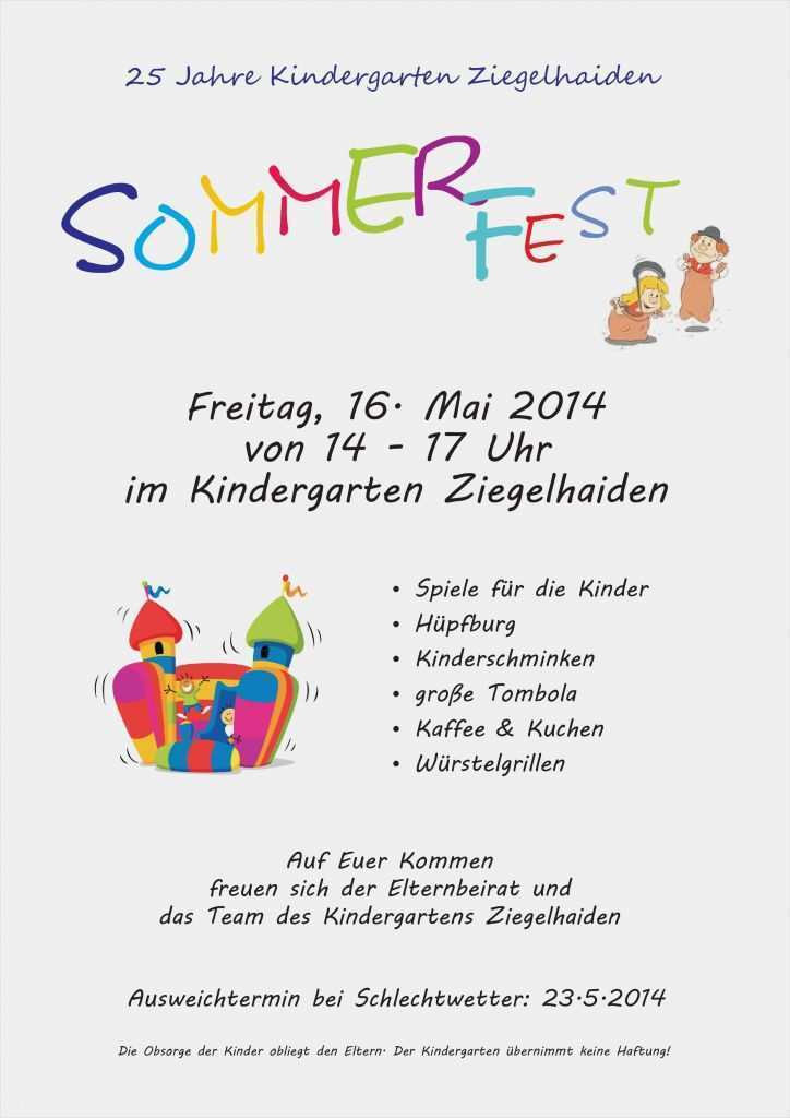 Vorlage Plakat Word Gut 25 Jahre Kindergarten Ziegelhaiden sommerfest