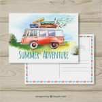Vorlage Postkarte Rückseite Kostenlos Neu Reise Postkarte Vorlage Mit Aquarell Van