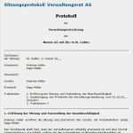 Vorlage Protokoll Sitzung Elegant Protokollvorlage Verwaltungsratssitzung