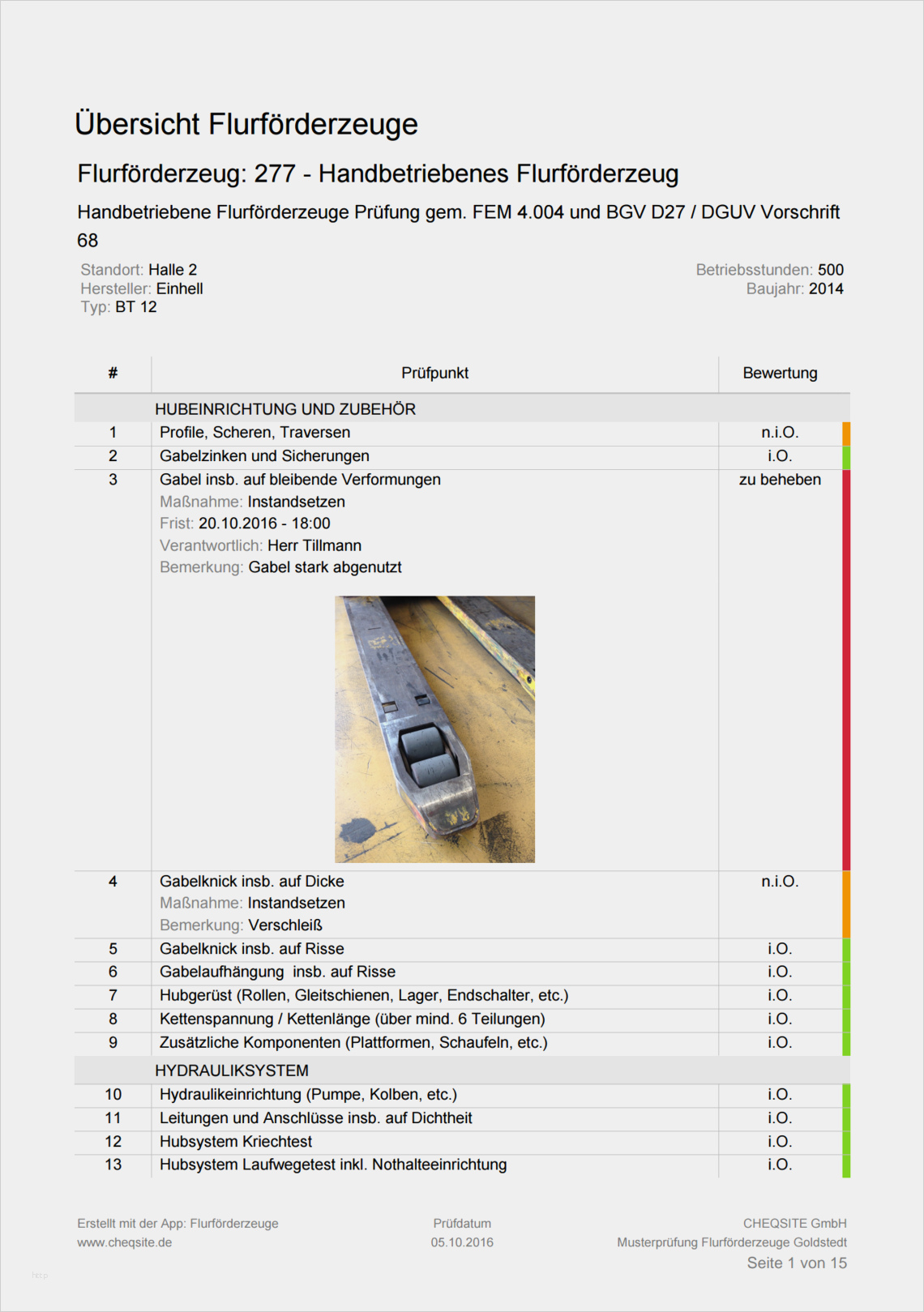 Vorlage Regalprüfung Protokoll Erstaunlich Checkliste Für Prüfung Von Flurförderzeugen Cheqsite