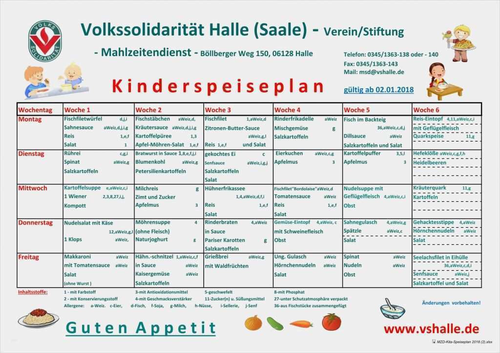 Vorlage Speiseplan Kindergarten Neu Kinderspeiseplan