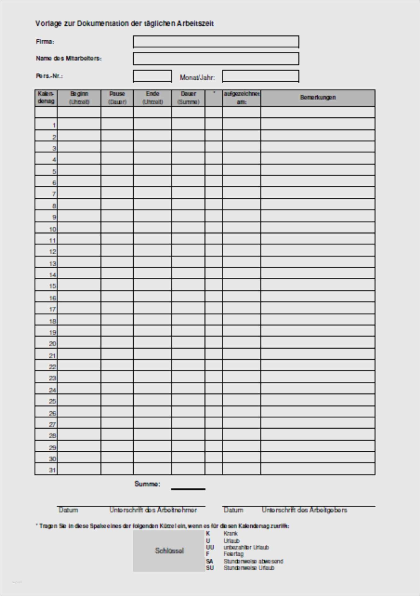 Vorlage Zur Dokumentation Der Täglichen Arbeitszeit Datev Word Erstaunlich 8 Datev Vorlagen