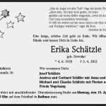 Vorlagen Danksagung Trauer Zeitung Süß Erika Schätzle Trauer Traueranzeigen & Nachrufe