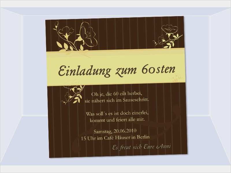 Vorlagen Für Geburtstagseinladungen Zum 60 Fabelhaft Einladung 60 Geburtstag Fotokarte 12 5x12 5 Cm Braun