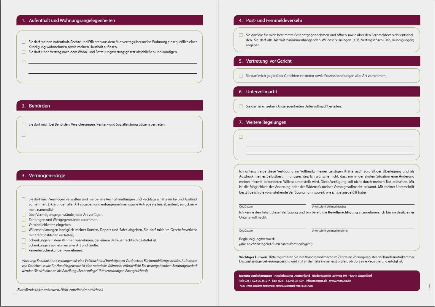 Vorsorgevollmacht Vorlage Kostenlos Word Einzigartig Vorsorgevollmacht formular Vollmachtmuster