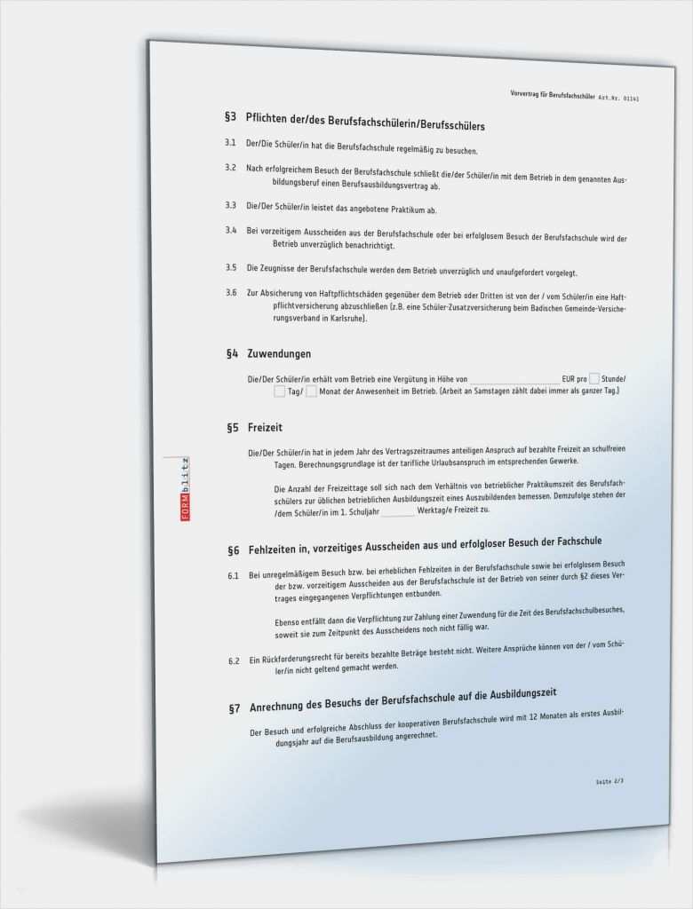 Vorvertrag Autokauf Vorlage Luxus Vorvertrag Für Berufsfachschüler