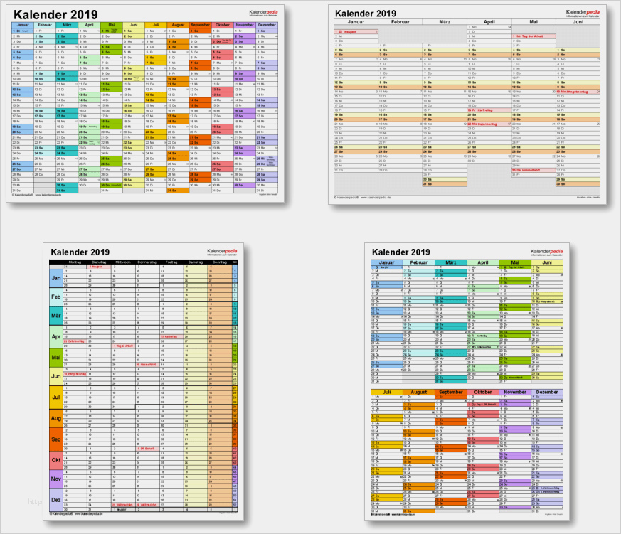 Wandkalender 2019 Vorlage Gut Kalender 2019 Mit Excel Pdf Word Vorlagen Feiertagen