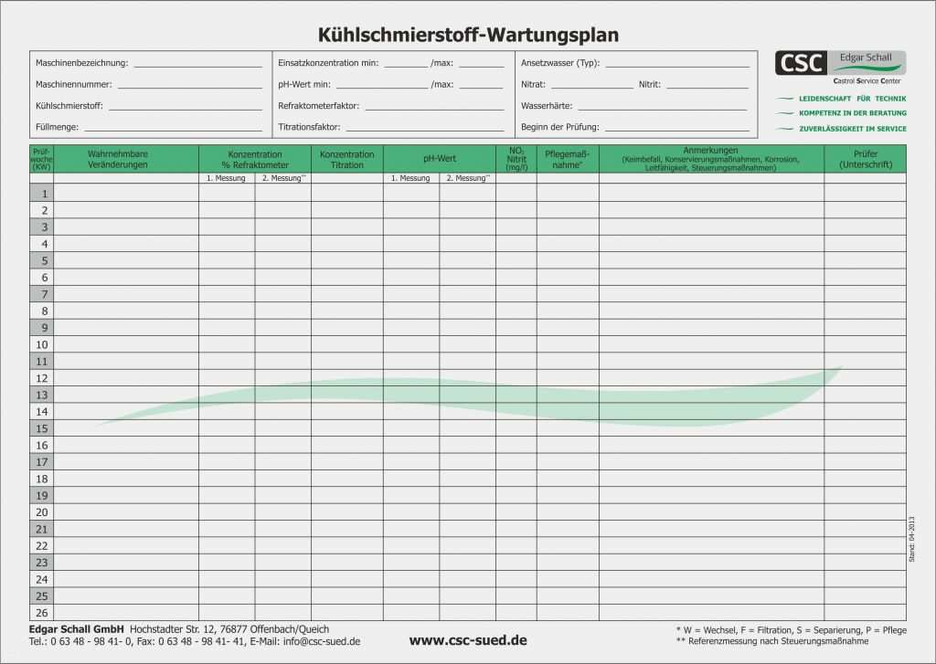Wartungsplan Excel Vorlage Neu 11 Vorlage Wochenplan