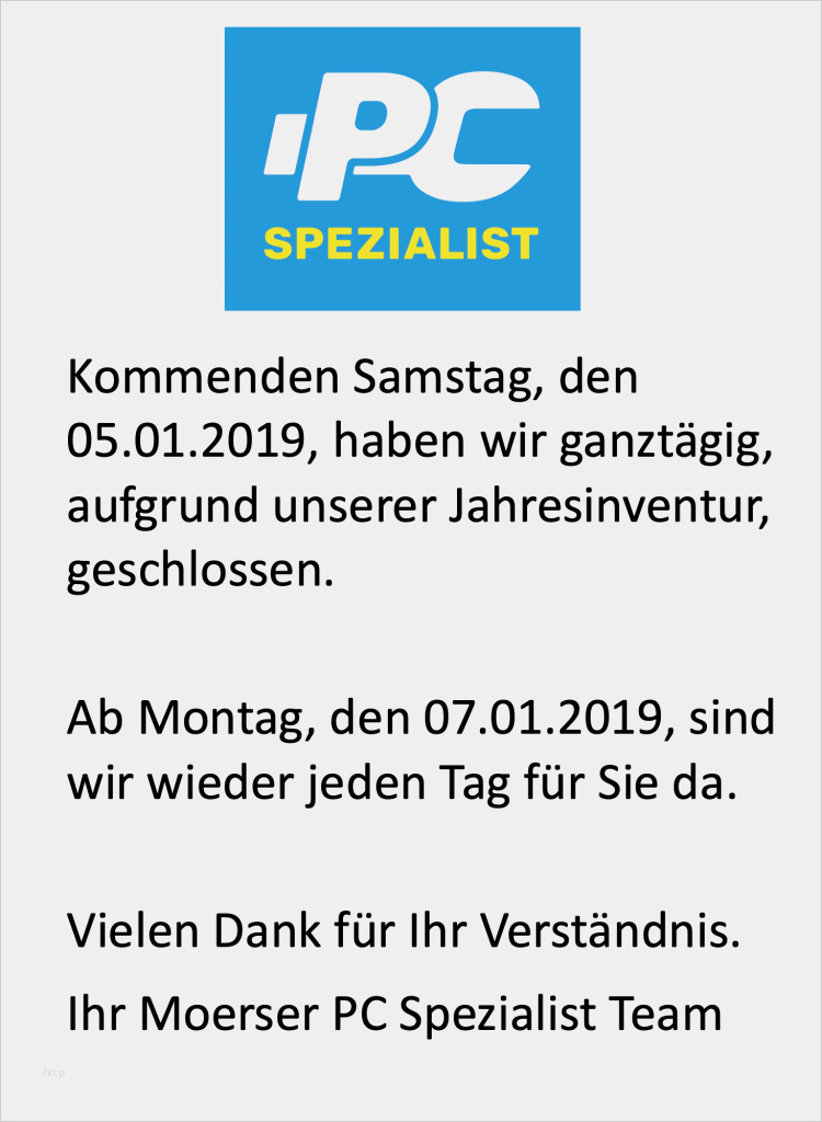 Wegen Inventur Geschlossen Vorlage Bewundernswert Pc Spezialist Moers – Kommenden Samstag Wegen Inventur
