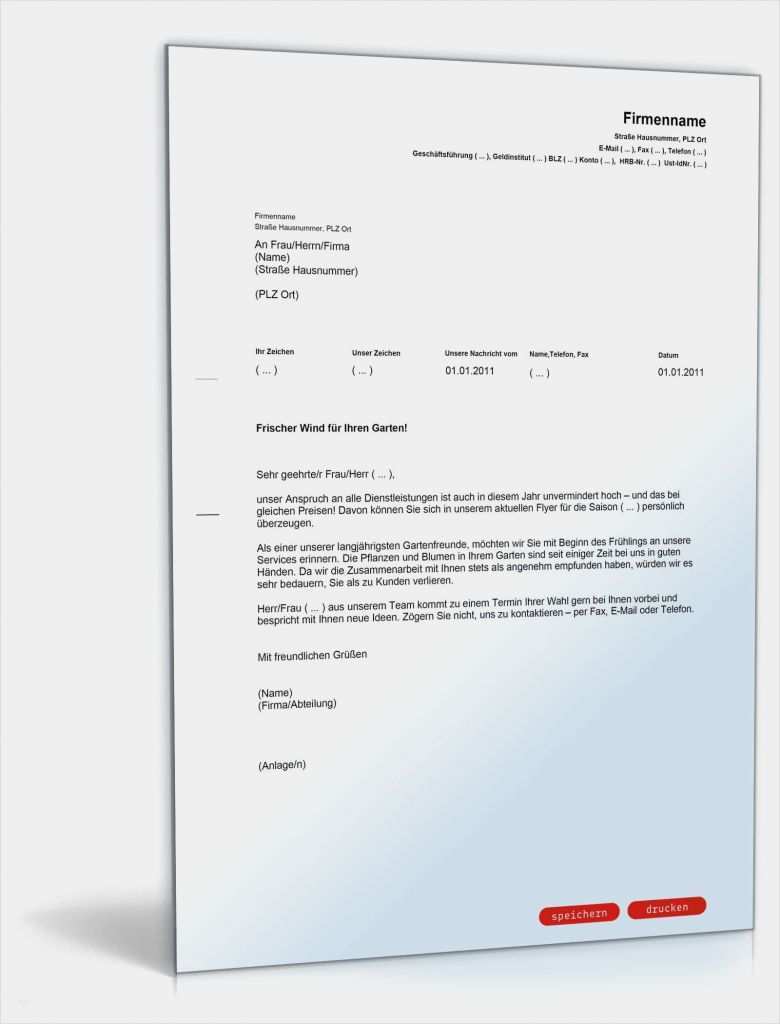Werbebrief Vorlage Word Neu Werbebrief Für Gartenpflege Muster Vorlage Zum Download