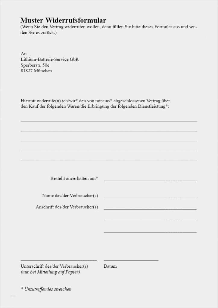 Widerrufsformular Vorlage Word Neu Widerrufsbelehrung Und Muster Widerrufsformular