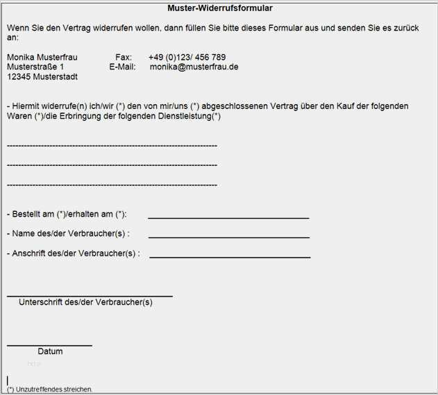 Widerrufsformular Vorlage Word Schön Widerrufsformular Vorlage Word – Vorlagen 1001