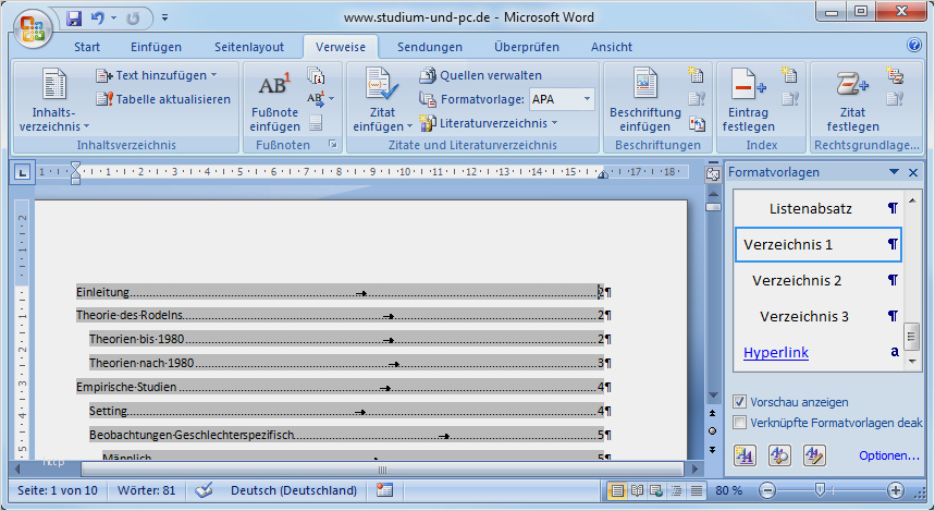 Word 2010 Vorlage Erstellen Hübsch Inhaltsverzeichnis Erstellen Abfallprodukt Der