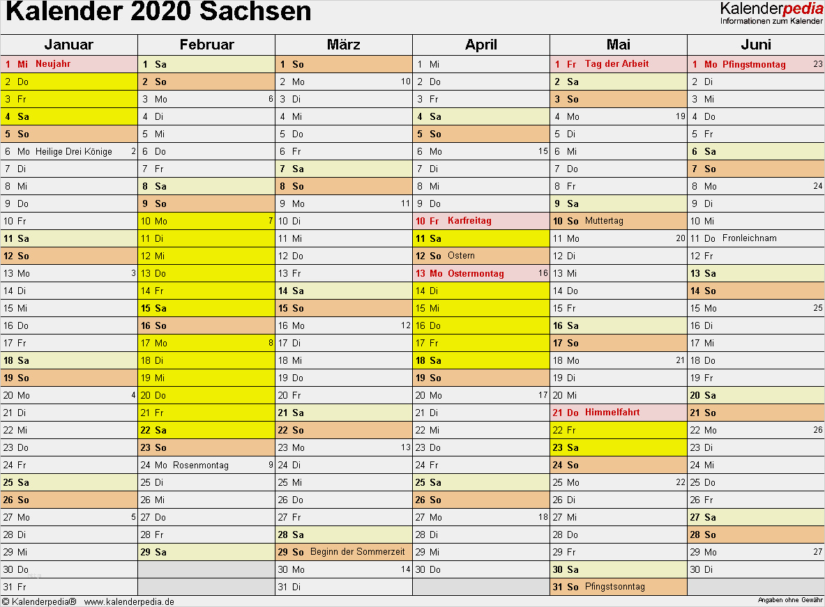 Word Kalender Vorlage Beste Kalender 2020 Sachsen Ferien Feiertage Word Vorlagen