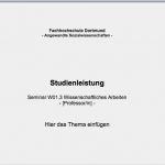 Word Vorlage Wissenschaftliche Arbeit Großartig Word Deckblatt Und Zusammenfassung Für Stu Nleistung