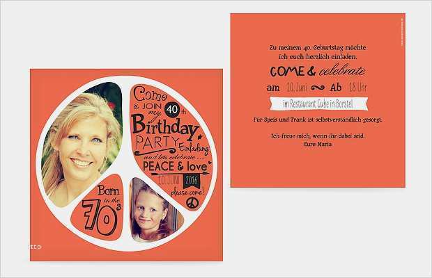Word Vorlagen Einladung 40 Geburtstag Cool Einladung 40 Geburtstag &quot;peace&quot;